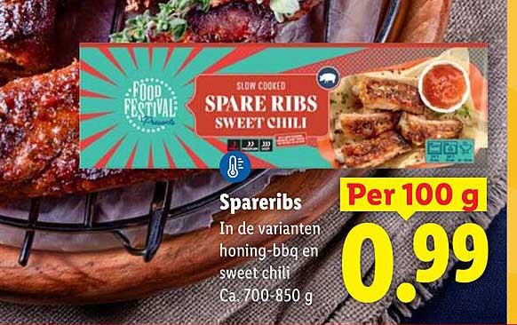 Spare ribs in de varianten honing-bbq en sweet chili