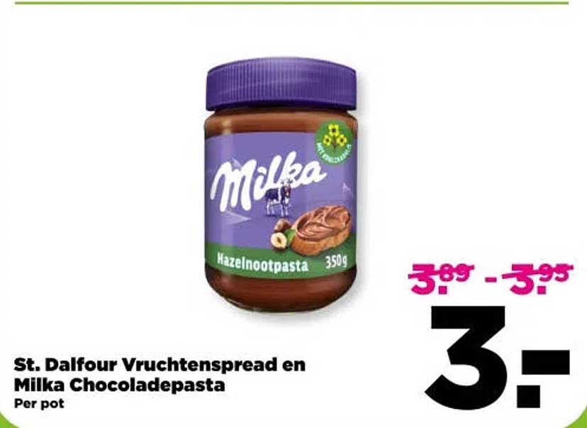 St. Dalfour Vruchtenspread en Milka Chocoladepasta