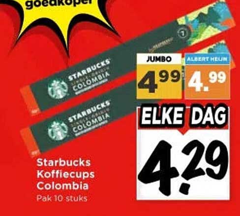 Starbucks Koffiecups Colombia Pak 10 stuks ELKE DAG