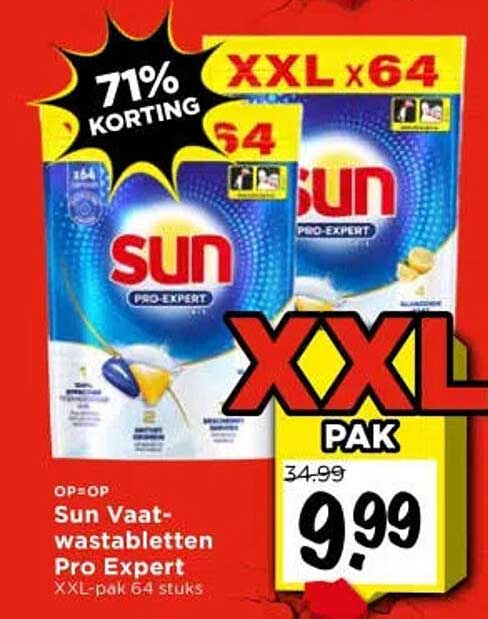 Sun Vaat-wastabletten Pro Expert XXL-pak 64 stuks 71% korting