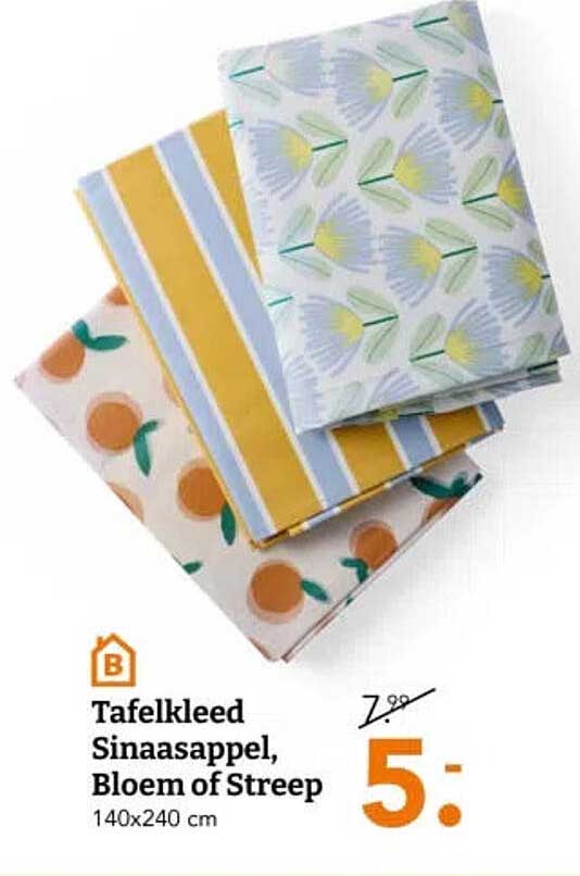 Tafelkleed Sinaasappel, Bloem of Streep