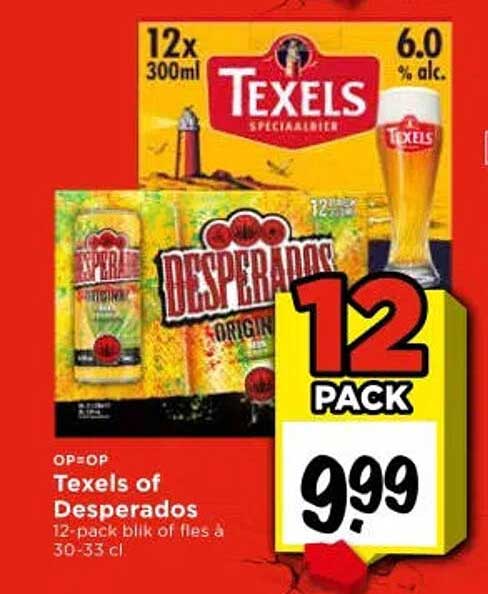 Texels of Desperados 12-pack blik of fles à 30-33 cl