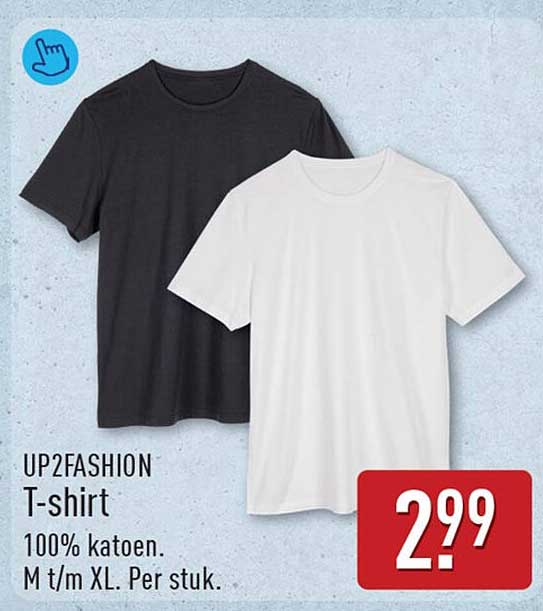 UP2FASHION T-shirt 100% katoen. M t/m XL. Per stuk.