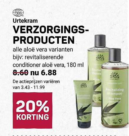 Urtekram VERZORGINGS-PRODUCTEN alle aloë vera varianten bijv.: revitaliserende conditioner aloë vera, 180 ml 20% KORTING