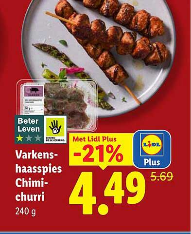 Varkenshaaspies Chimi-churri 240 g Met Lidl Plus -21%