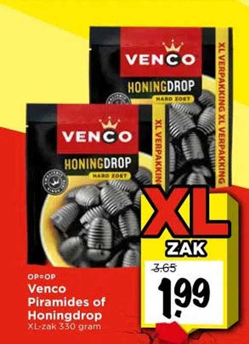 Venco Piramides of Honingdrop XL zak 330 gram