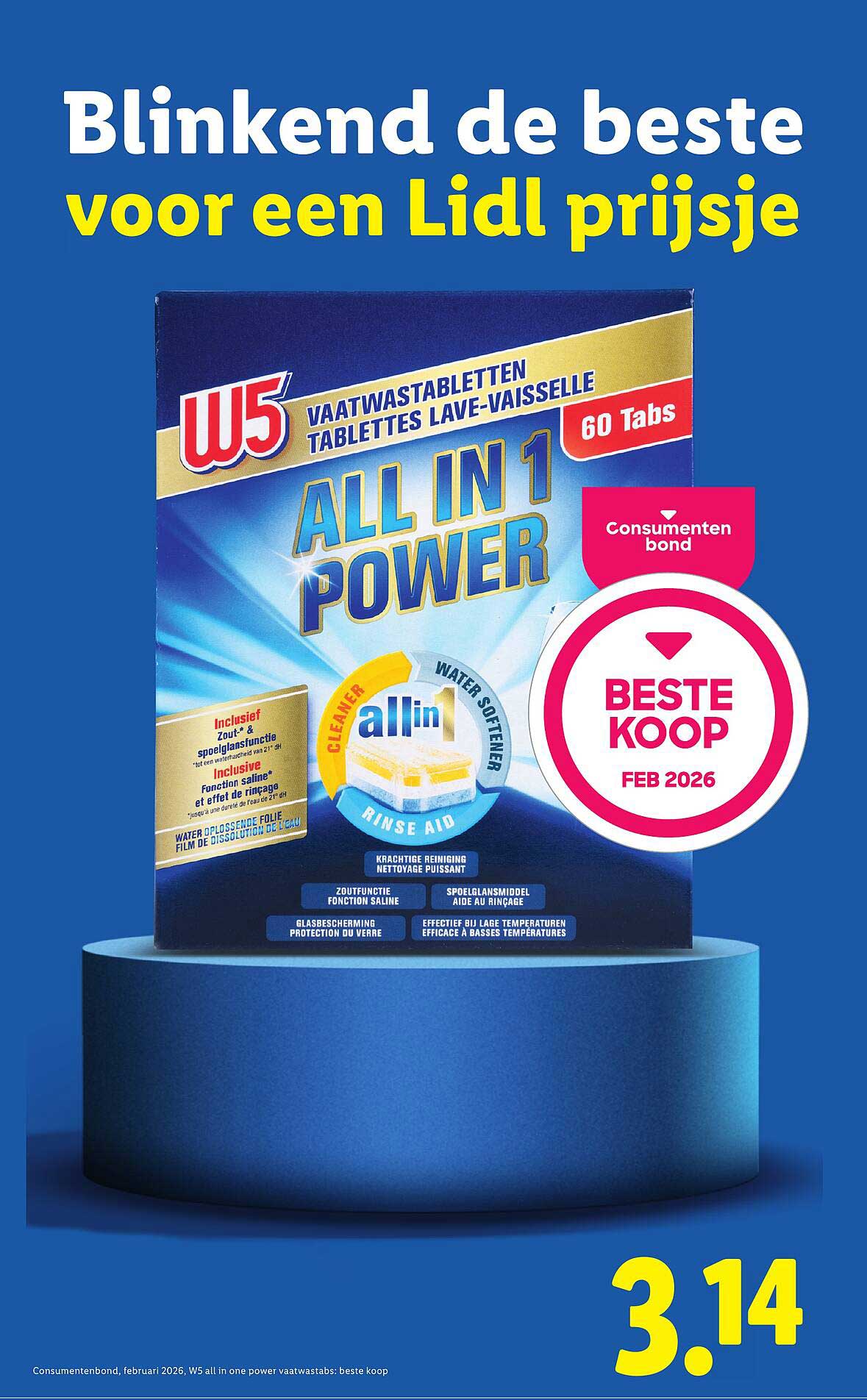 W5 all in one power vaatwastabletten 60 tabs