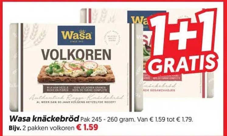 Wasa knäckebröd 1+1 GRATIS