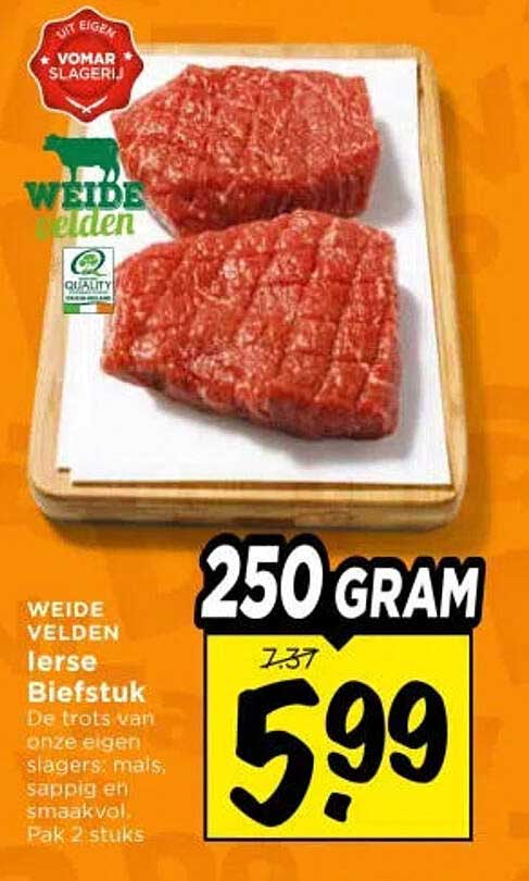 Weide Velden Ierse Biefstuk 250 gram