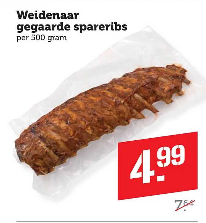 Weidenaar gegaarde spareribs per 500 gram