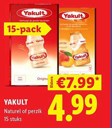 YAKULT Naturel of perzik 15 stuks