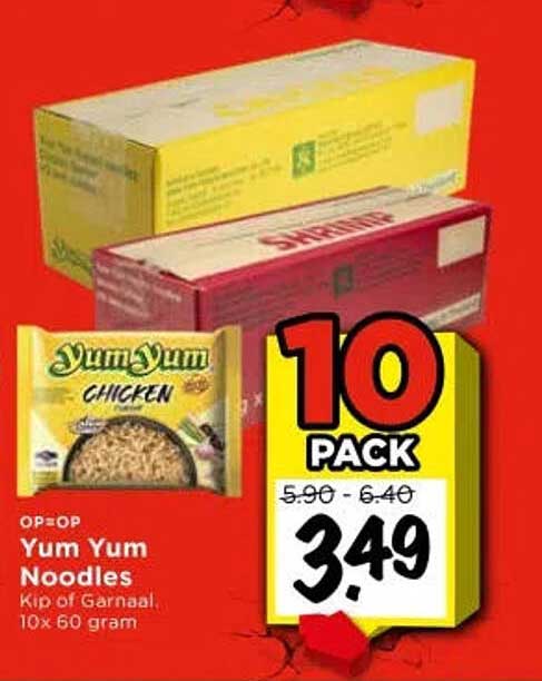 Yum Yum Noodles Kip of Garnaal 10x 60 gram 10 PACK
