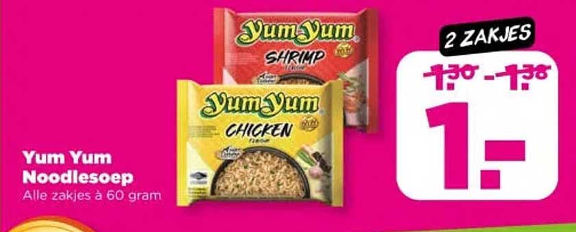 Yum Yum Noodlesoep Alle zakjes à 60 gram 2 zakjes