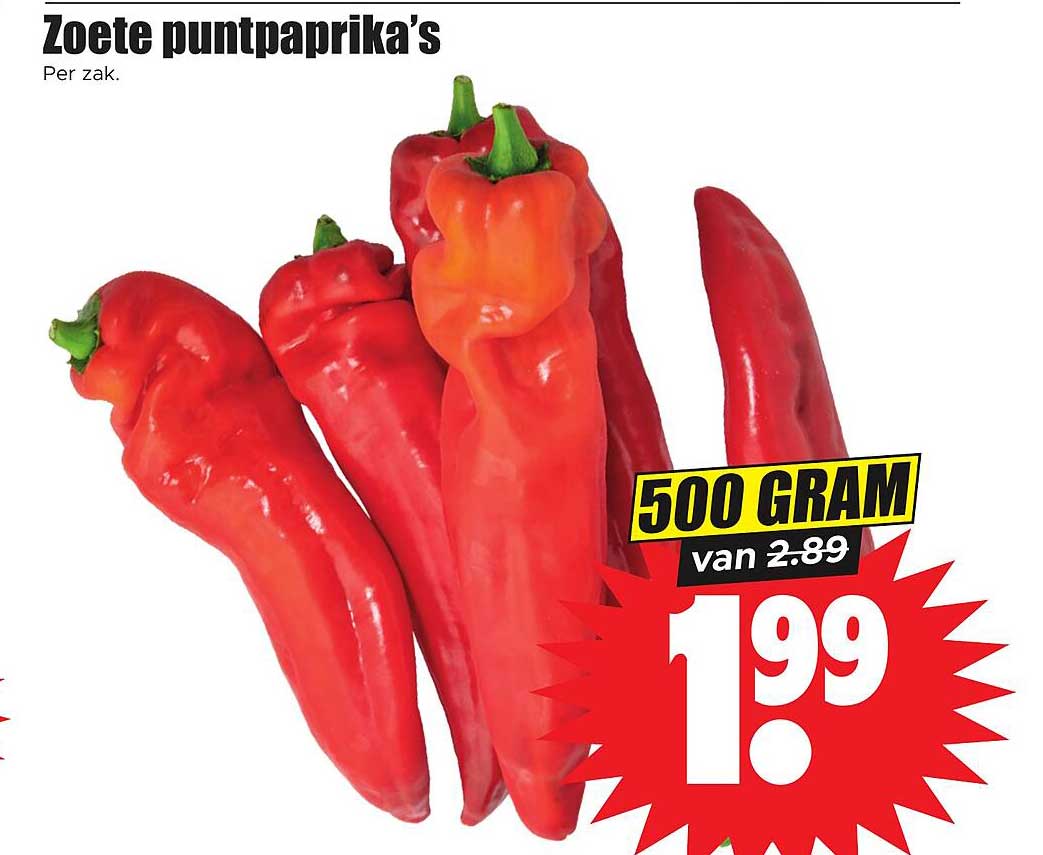 Zoete puntpaprika's 500 gram