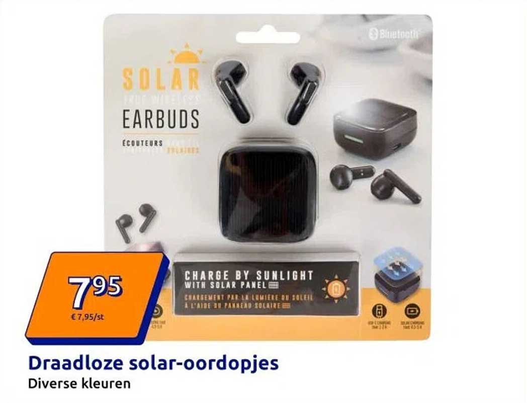 Draadloze solar-oordopjes