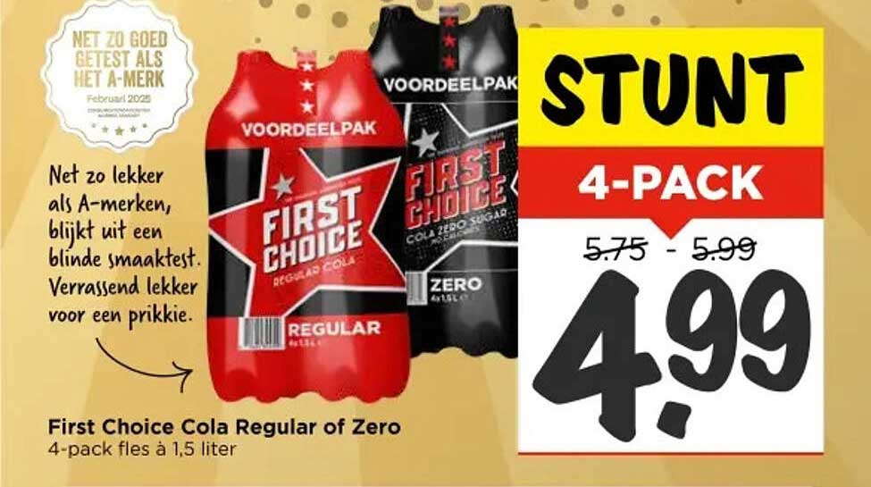 First Choice Cola Regular of Zero 4-pack 1,5 liter