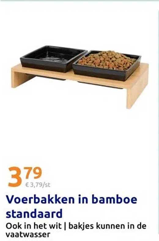 Voerbakken in bamboe standaard