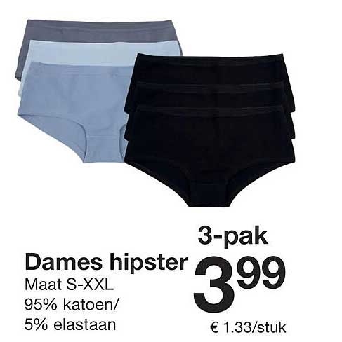 3-pak Dames hipster