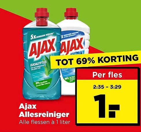 Ajax Allesreiniger Alle flessen a 1 liter TOT 69% KORTING