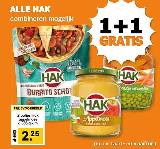 ALLE HAK combineren mogelijk 1+1 GRATIS
