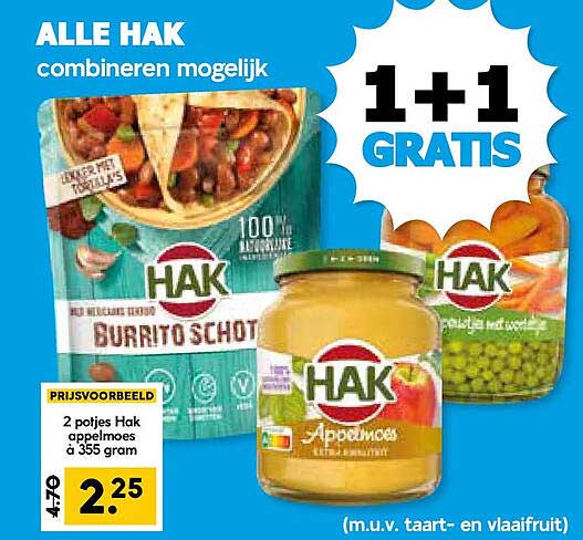 ALLE HAK combineren mogelijk 1+1 GRATIS