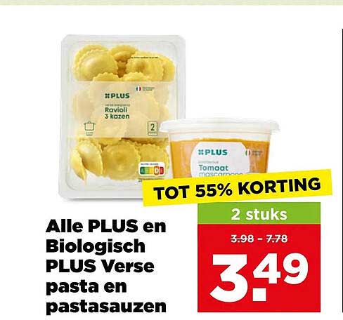 Alle PLUS en Biologisch PLUS Verse pasta en pastasauzen TOT 55% KORTING