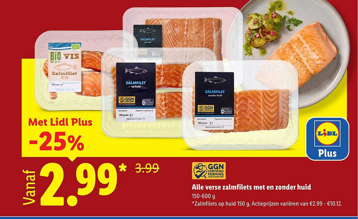 Alle verse zalmfilets met en zonder huid -25%