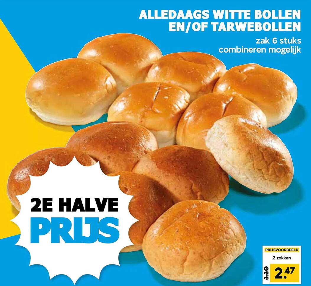 ALLEDAAGS WITTE BOLLEN EN/OF TARWEBOLLEN 2e halve prijs