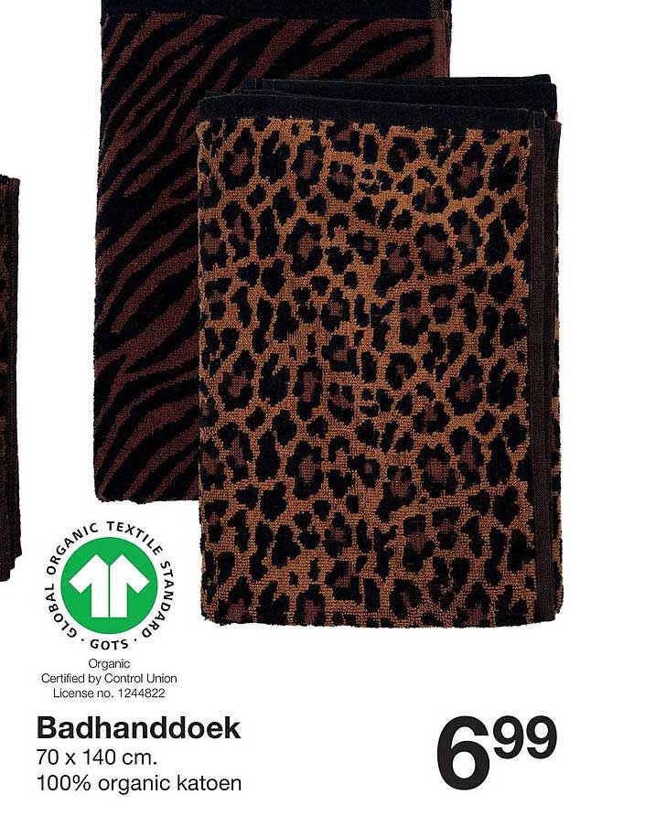 Badhandoek 70 x 140 cm. 100% organic katoen