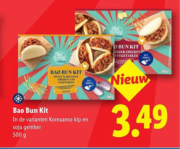 Bao Bun Kit In de varianten Koreaanse kip en soja gember 500 g Nieuw