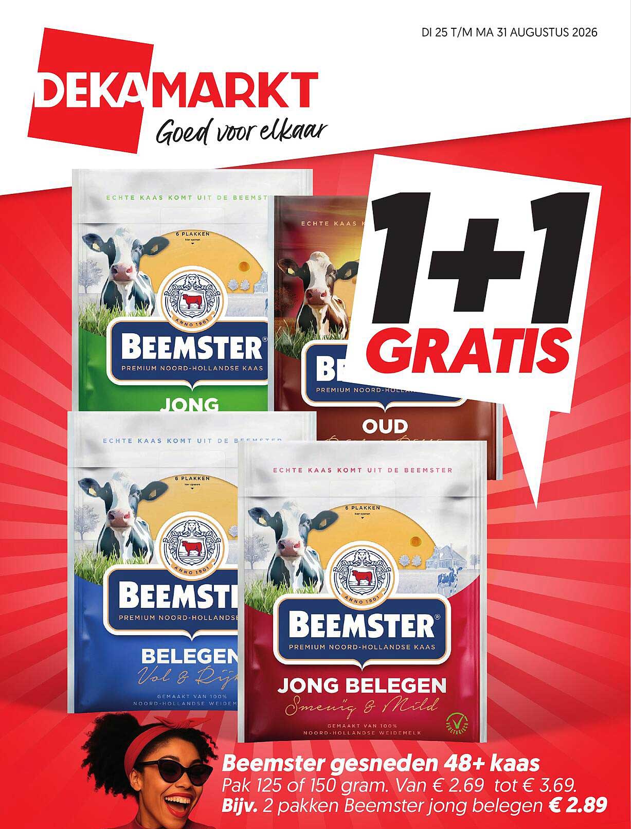 Beemster gesneden 48+ kaas 1+1 GRATIS