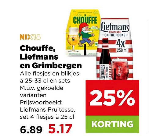 Chouffe, Liefmans en Grimbergen 25% KORTING