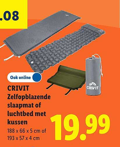 CRIVIT Zelfopblazende slaapmat of luchtbed met kussen