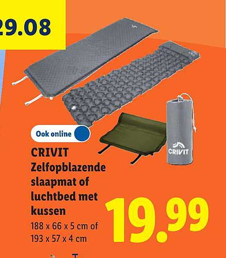 CRIVIT Zelfopblazende slaapmat of luchtbed met kussen