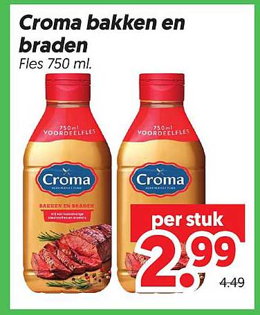 Croma bakken en braden Fles 750 ml. per stuk