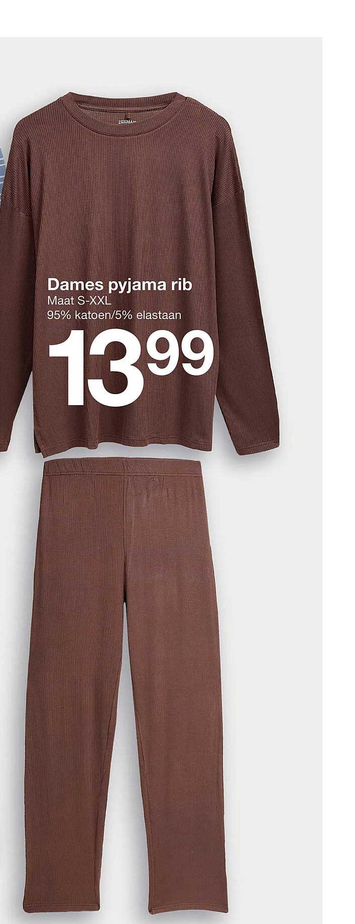 Dames pyjama rib