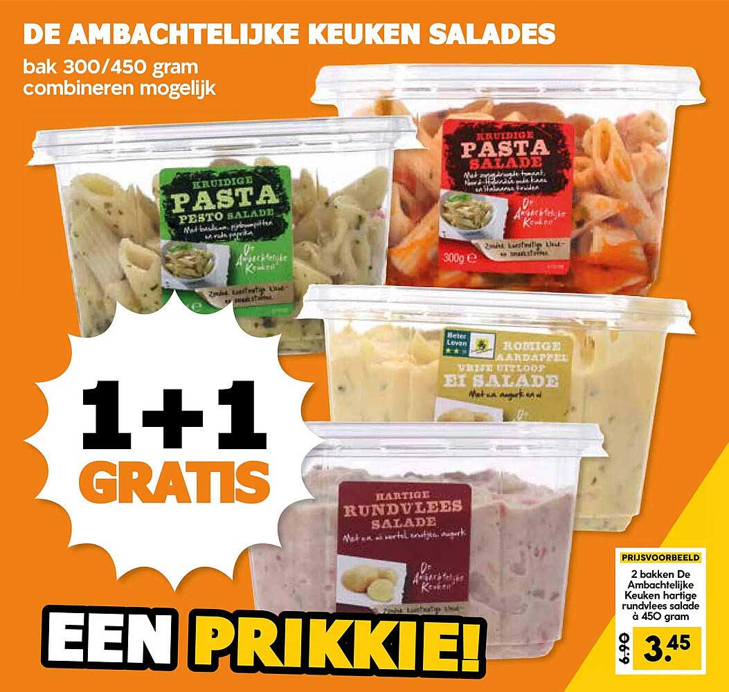 DE AMBACHTELIJKE KEUKEN salades 1+1 GRATIS