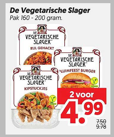 De Vegetarische Slager Pak 160 - 200 gram. 2 voor 4.99