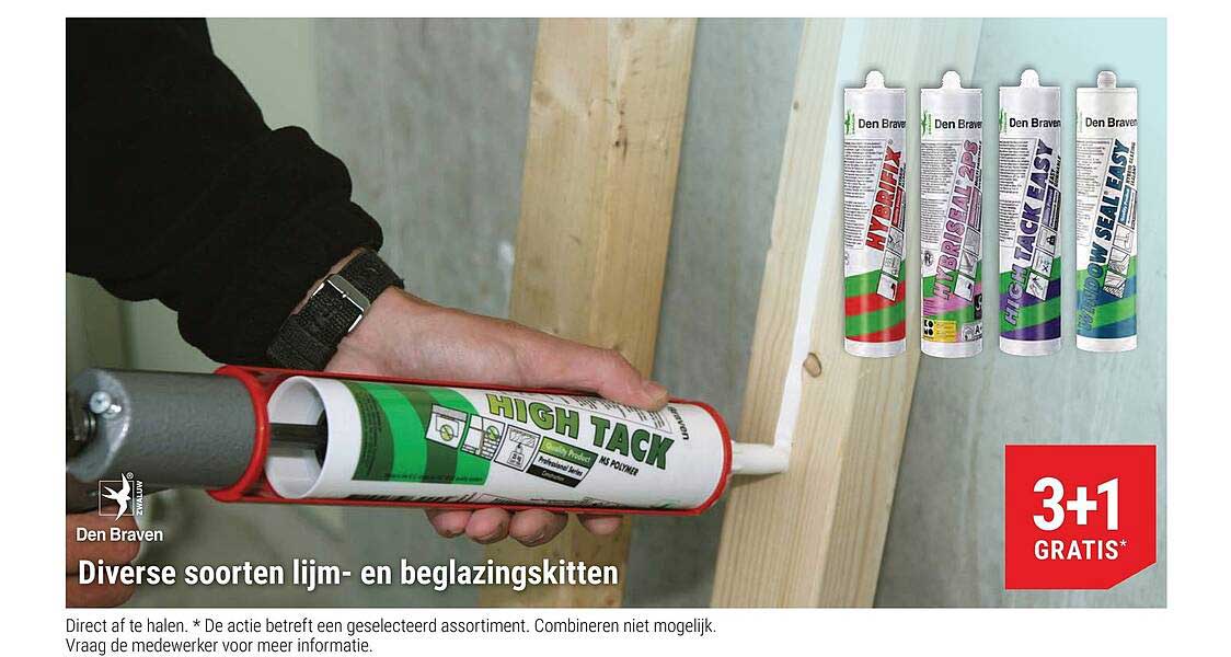 Diverse soorten lijm- en beglazingskitten 3+1 GRATIS*