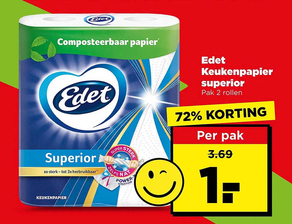 Edet Keukenpapier superior Pak 2 rollen 72% KORTING