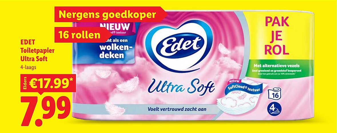EDET Toiletpapier Ultra Soft 4-laags Nergens goedkoper 16 rollen