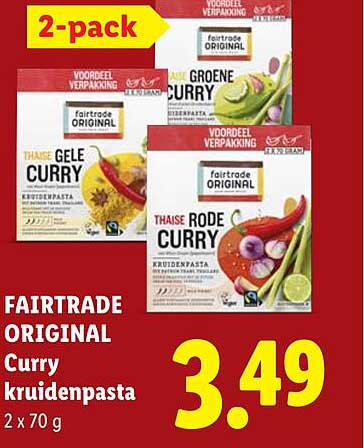 FAIRTRADE ORIGINAL Curry kruidenpasta 2 x 70 g 2-pack
