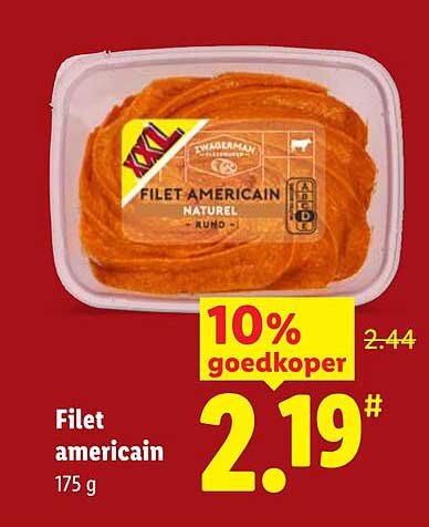 Filet americain 10% goedkoper