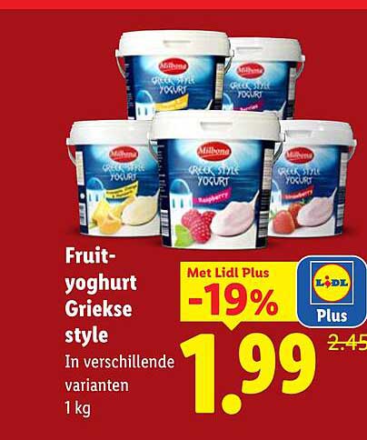 Fruit-yoghurt Griekse style In verschillende varianten 1 kg