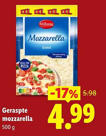 Geraspte mozzarella 500 g -17%