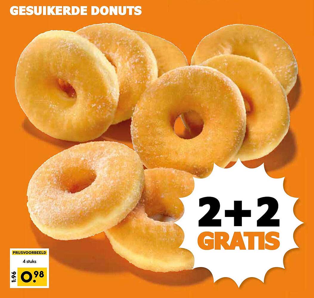 GESUIKERDE DONUTS 2+2 GRATIS