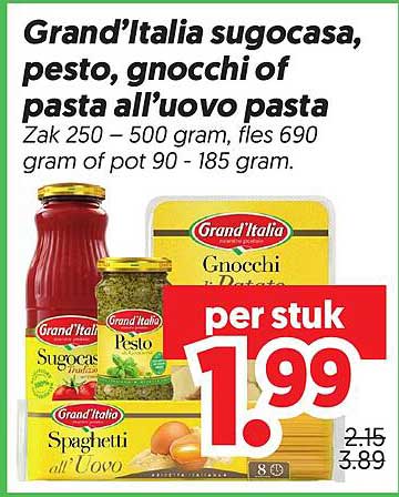 Grand'Italia sugocasa, pesto, gnocchi of pasta all’uovo pasta