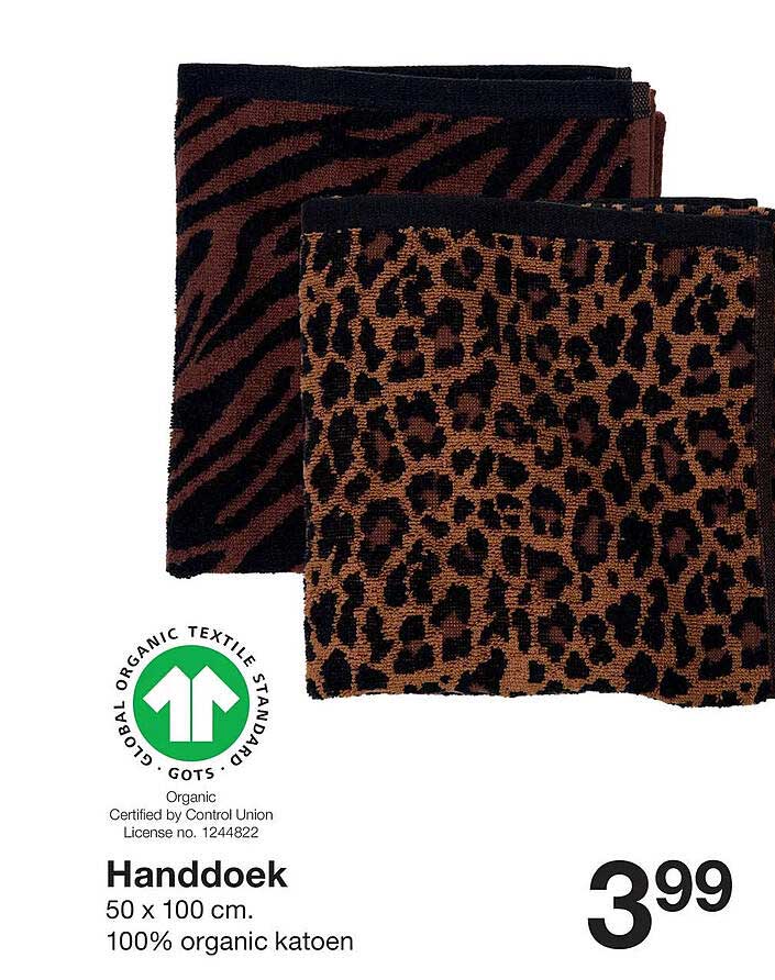 Handdoek 50 x 100 cm. 100% organic katoen