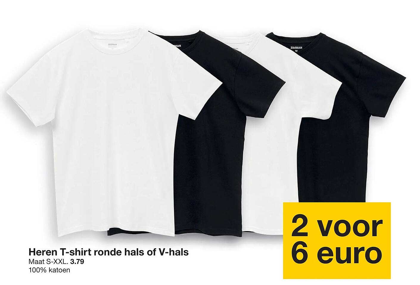 Heren T-shirt ronde hals of V-hals