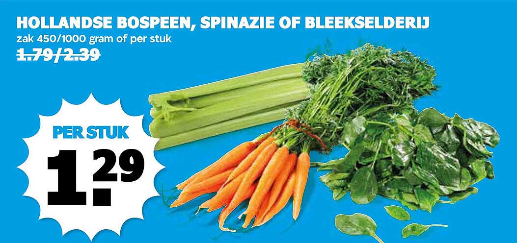 Hollandse bospeen, spinazie of bleekselderij
